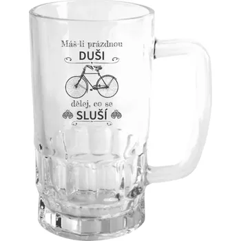 Sklenice Půllitr pro cyklisty - Máš-li prázdnou duši, dělej, co se sluší - čirý