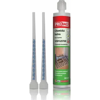Průmyslové lepidlo PROBAU Chemická kotva vinylester, 300 ml, 2× mixážní tryska, bez styrenu 53125