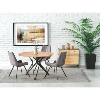 Jídelní stůl Kulatý jídelní stůl GANDAVUM, dub zlatý/černá + vyzvednutí ZDARMA