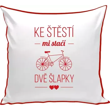 Polštář Polštář barevný 32x32 cm Ke štěstí mi stačí dvě šlapky