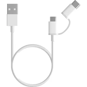 Mobilní telefon USB kabel Mi 2-in-1 (Micro USB to Type C - 30 cm), bílá