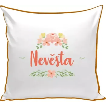 Polštář Polštář barevný 32x32 cm Nevěsta - oranžové květiny