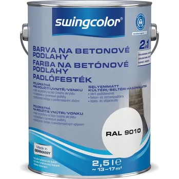 barva na zeď Swingcolor Barva na beton 2 v 1, bílá, polomatná, 2,5 l 6151.T02,5.9010