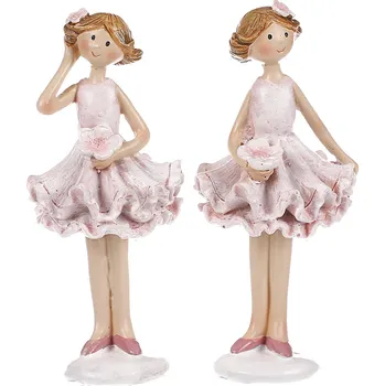 Vánoční ozdoba Autronic Dívka v sukni, mix 2 druhů, růžová barva, polyresin SM376-PINK