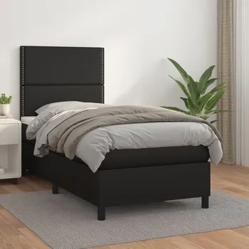 Postel vidaXL Box spring postel s matrací 90x200 cm umělá kůže [3142763] Barva: Černá