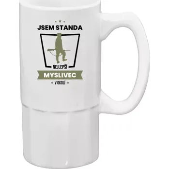 Sklenice Půllitr bílý vysoký Nejlepší v okolí - myslivec