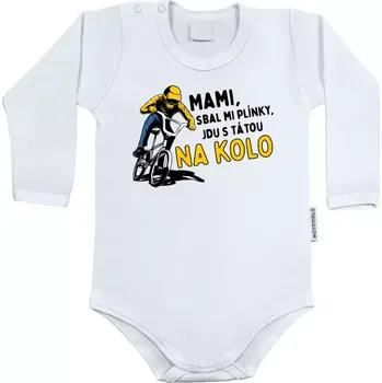 Kojenecký body Dětské body s dlouhým rukávem Mami sbal mi plínky - kolo