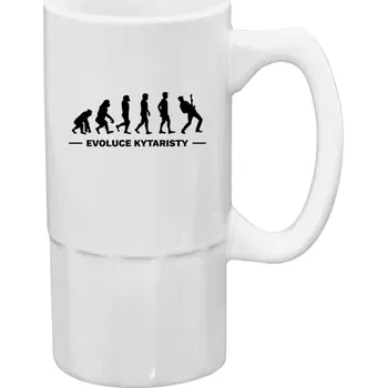 Sklenice Půllitr bílý vysoký Evoluce - kytarista