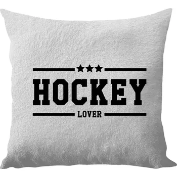 Polštář Polštář bílý 40x40 cm - dlouhý chlup Hockey lover