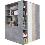 Meblar Šatní skříň Sigma SI1, beton/bílý lux/dub Zvolte osvětlení: bez osvětlení