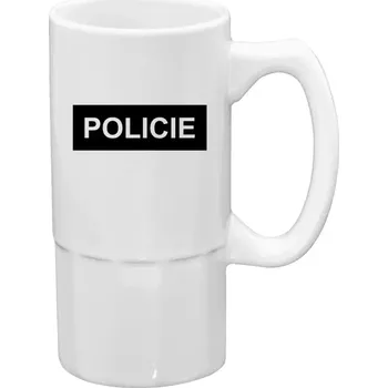 Sklenice Půllitr bílý vysoký Policie