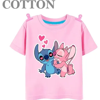 Dívčí tričko Lilo & Stitch Dětské růžové triko s potiskem na motivy oblíbené pohádky "Lilo a Stitch" Barva: růžová 2023100803, Velikost: 130