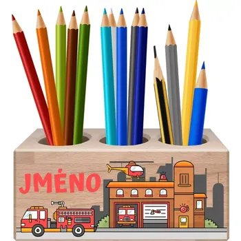 Dřevěná hračka Pastelkovník Hasiči se jménem