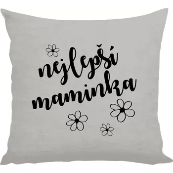 Polštář Polštář lněný 40x40 cm Nejlepší maminka - kytičky