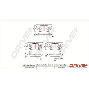 Brzdová destička Sada brzdových destiček, vždy 4 kusy v sadě Dr!ve+ DP1010.10.0045