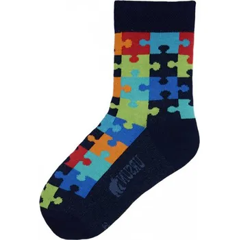 Dámské ponožky Ursun Barevné ponožky se stříbrem puzzle modré Velikost: 37/38