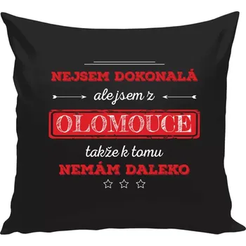 Polštář Polštář černý 40x40 cm Nejsem dokonalá, ale jsem z...