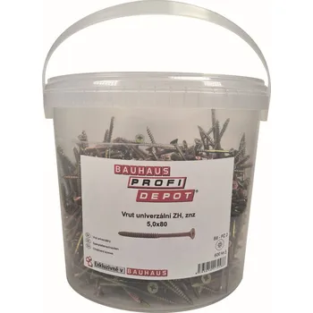 Vrut Profi Depot Univerzální vrut, ø 5 × 80 mm, drážka: PZ 2, 600 ks 7248