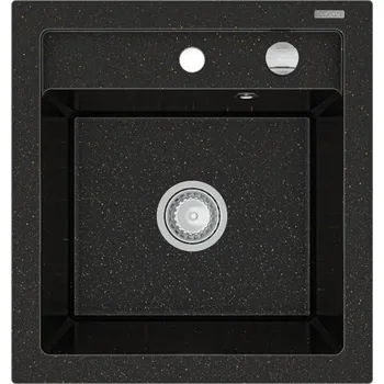 Granitový dřez MEXEN - Vito granitový dřez 1-miska 520x490 mm, černá / kovové zlato 6503521000-75