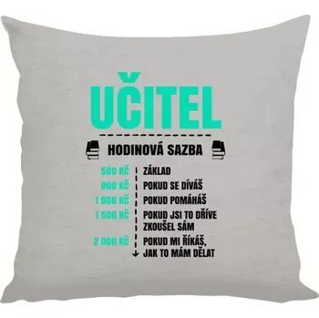 Polštář Polštář pro učitele - Hodinová sazba - učitel - 40 × 40 cm