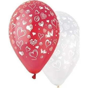 Balónek NO NAME Balónek, červená, srdíčka, 30 cm ,balení 10 ks 19102