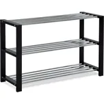 Autronic Botník, 3 kovové chromované police, masiv kaučukovník, černý matný lak - 83168-12 BK