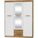 Skříň GATTON 3D2S, dub artisan/bílý lesk, 5 let záruka + vyzvednutí ZDARMA