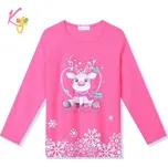 DÍVČÍ TRIČKO tm.růžové Kugo MC3823 (Dívčí tričko dlouhý rukáv)