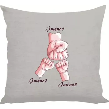 Polštář Polštář lněný 40x40 cm Ručičky se jménem