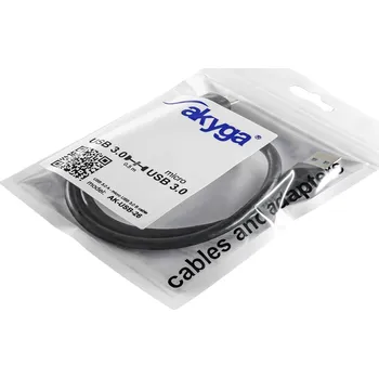 Prodlužovací kabel Akyga USB kabel USB-A zástrčka, USB Micro-B 3.0 zástrčka 0.50 m černá AK-USB-26