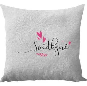 Polštář Polštář bílý 40x40 cm - dlouhý chlup Svědkyně - srdíčka a lístečky