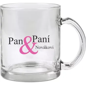 Hrnek 330 ml - skleněný Pan a Paní s vlastním příjmením