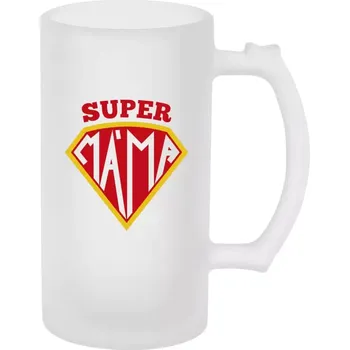 Sklenice Půllitr skleněný matný Supermáma