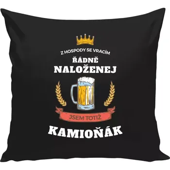 Polštář Polštář černý 40x40 cm Z hospody se vracím - Kamioňák