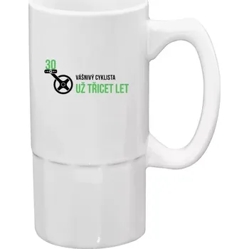 Sklenice Půllitr bílý vysoký Vášnivý cyklista už x let