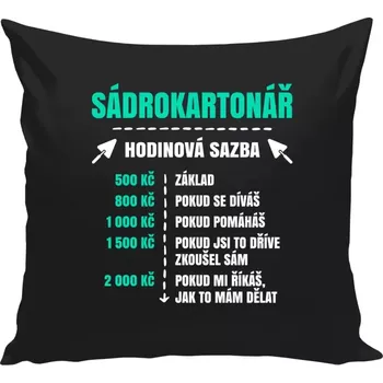 Polštář Polštář černý 40x40 cm Hodinová sazba - sádrokartonář