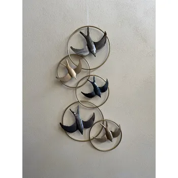 HEJNO ZLATO ČERNÝCH PTÁKŮ - KOVOVÁ NÁSTĚNNÁ DEKORACE