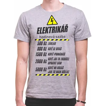 Pánské tričko Fajntričko Tričko pro elektrikáře šedá
