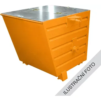 Popelnice Výklopný kontejner TRV s víkem, oranžová, nosnost 2000 kg, 900 l