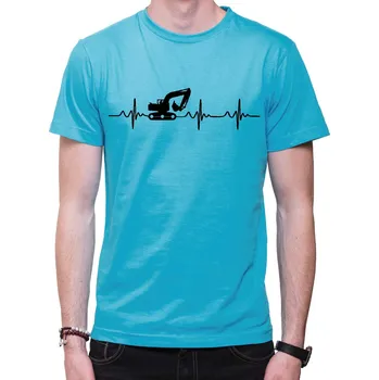 Tričko - EKG bagr, Barva látky tyrkysová modrá, Střih Pánsky/UNISEX, Velikost XXL