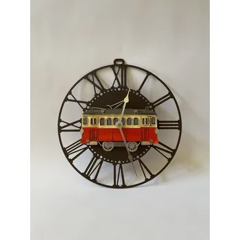 Hodiny TRAMVAJ - KOVOVÉ NÁSTĚNNÉ HODINY
