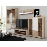 Obývací stěna MOLTENO, dub sonoma/bílý lesk, 5 let záruka + vyzvednutí ZDARMA