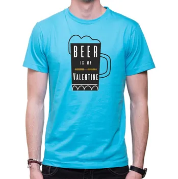Pánská móda Tričko - Beer is My Valentine, Barva látky tyrkysová modrá, Střih Pánsky/UNISEX, Velikost XL