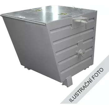 Popelnice Výklopný kontejner TRV s víkem, šedá, nosnost 2000 kg, 2000 l