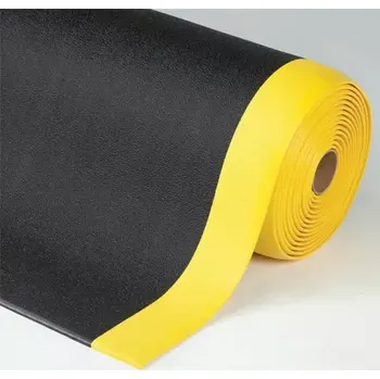 Rohožka Protiúnavová pěnová rohož, mírně profilovaný povrch, černá / žlutá, 150 cm