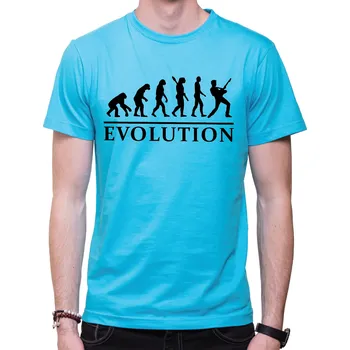 Pánské oblečení Tričko - Evoluce Kytara, Barva látky tyrkysová modrá, Střih Pánsky/UNISEX, Velikost Dětské 146cm/10let