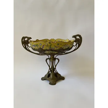 PORCELÁNOVÁ ŽARDINIÉRA V SECESNÍM STYLU - MOSAZNÁ MONTÁŽ