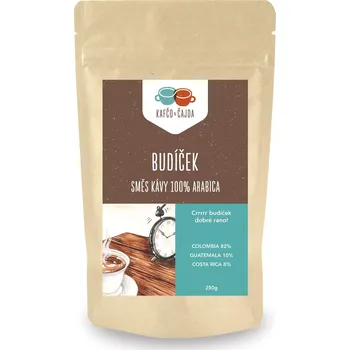 Káva Budíček - směs kávy Velikost balení: 250 g, Způsob mletí: Celá zrna