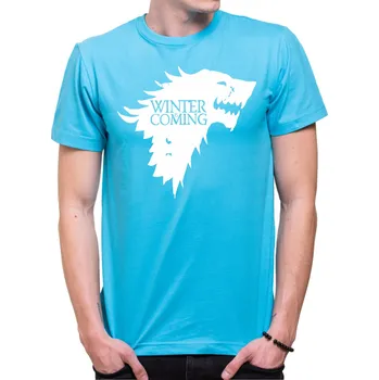 Pánská móda Tričko - Winter is Coming, Barva látky tyrkysová modrá, Střih Pánsky/UNISEX, Velikost L