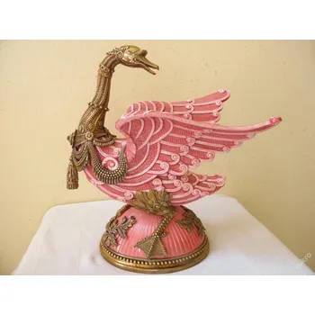 PORCELÁNOVÁ HUSA S BRONZOVOU MONTÁŽÍ